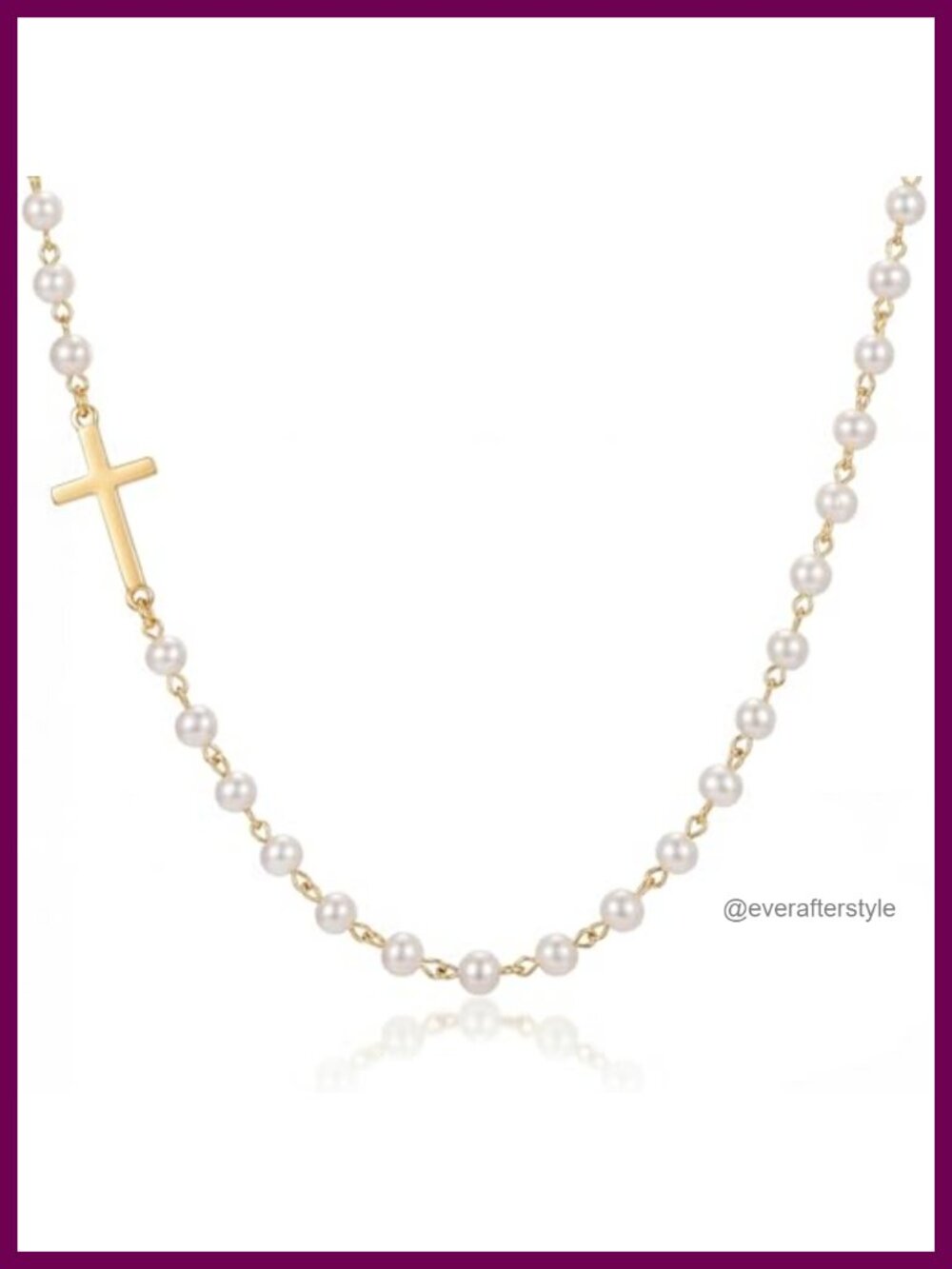 Dainty Pearl Cross Necklace Sterling Silver 18K Gold Plated Faith Jewelry for